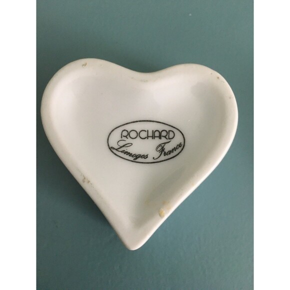 Vintage Limoges Rochard France Heart Shape Porcelain Trinket Box. 2.5" - Picture 5 of 5